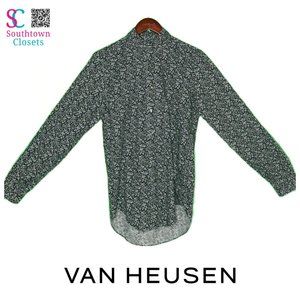 Van Heusen Black and White Floral Print Dress Shirt,